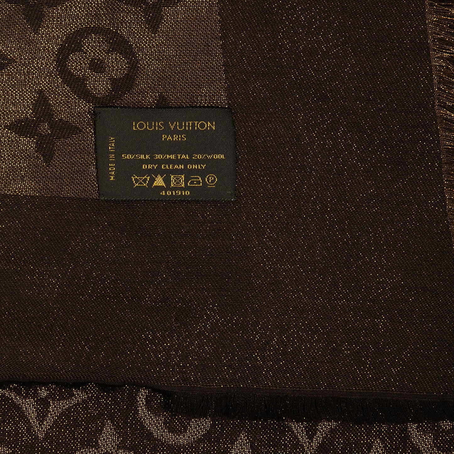 Silk Lurex Wool Monogram Shine Shawl Brown