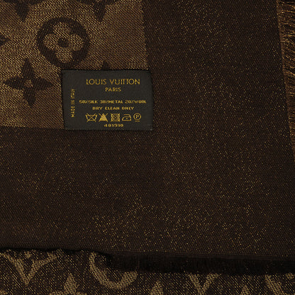 Louis Vuitton Silk Lurex Wool Monogram Shine Shawl Brown 6 of 6