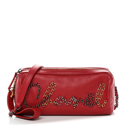 Chanel Calfskin Chain 20s Signature Bowling Bag Red 1 of 10