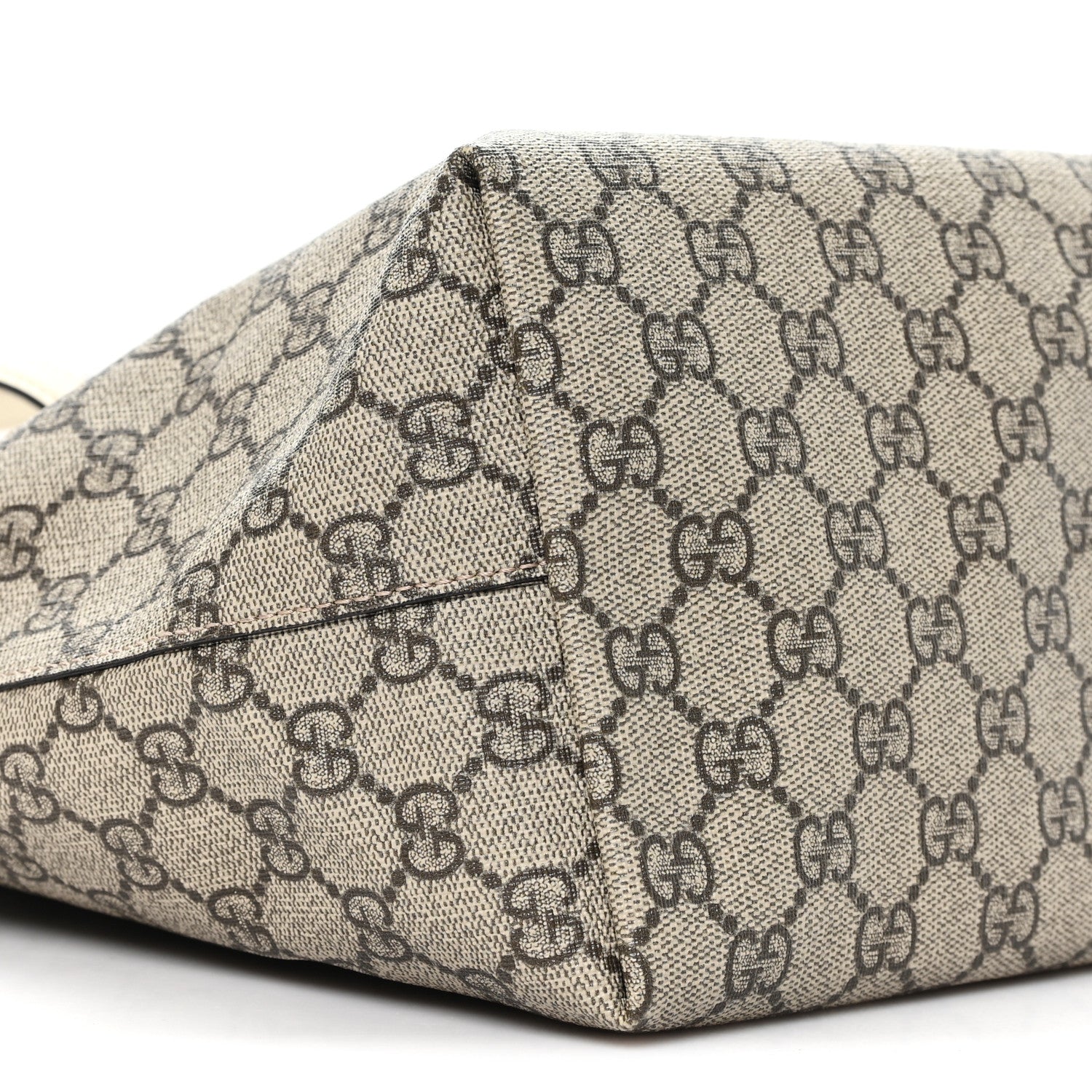 Gucci GG Supreme Monogram Textured Dollar Calfskin Web Medium Ophidia Shopping Tote Beige Ebony Mystic White 8 of 9