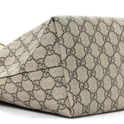 Gucci GG Supreme Monogram Textured Dollar Calfskin Web Medium Ophidia Shopping Tote Beige Ebony Mystic White 8 of 9
