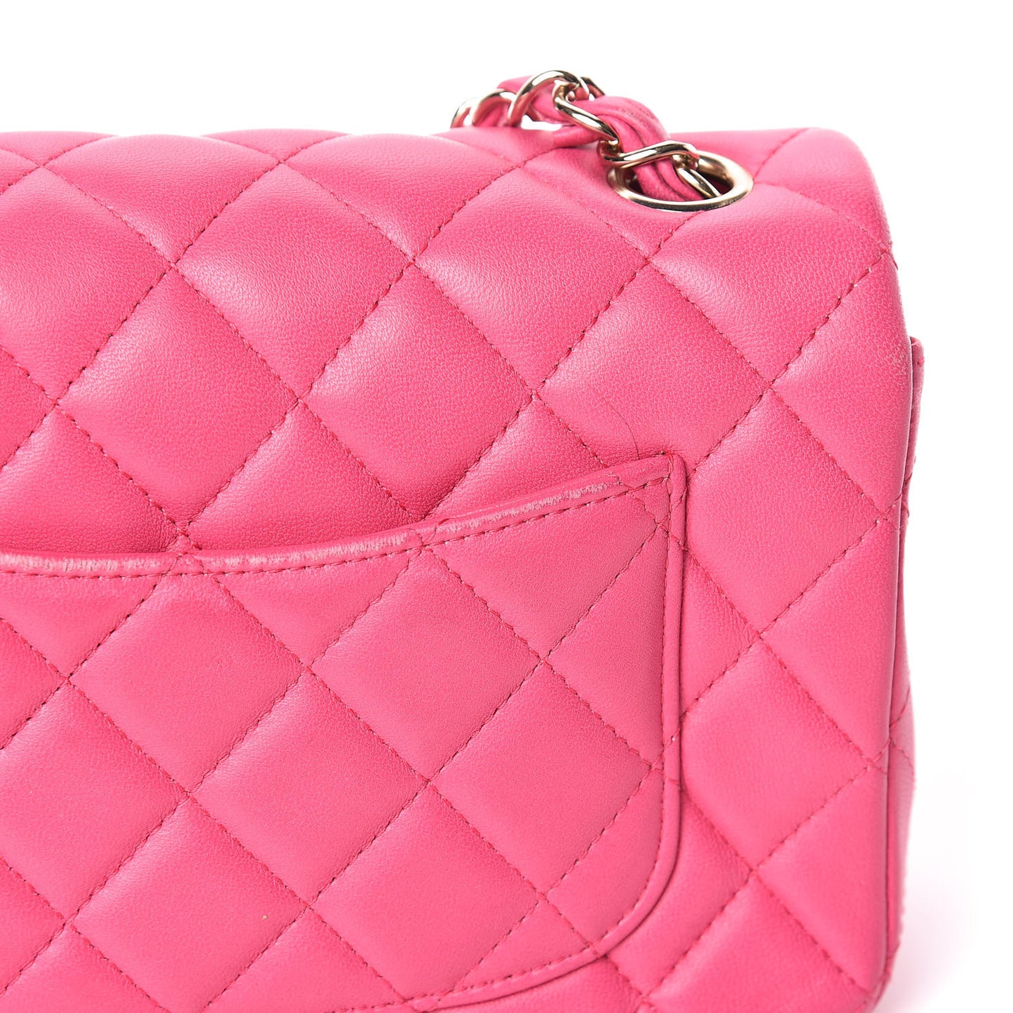 Lambskin Quilted Mini Rectangular Flap Fuchsia