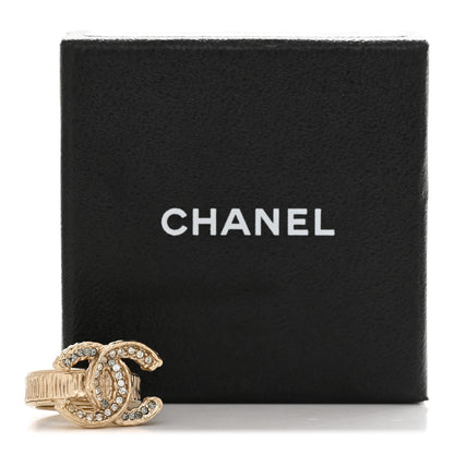 Chanel Metal Crystal CC Ring 52 6 Gold 5 of 5
