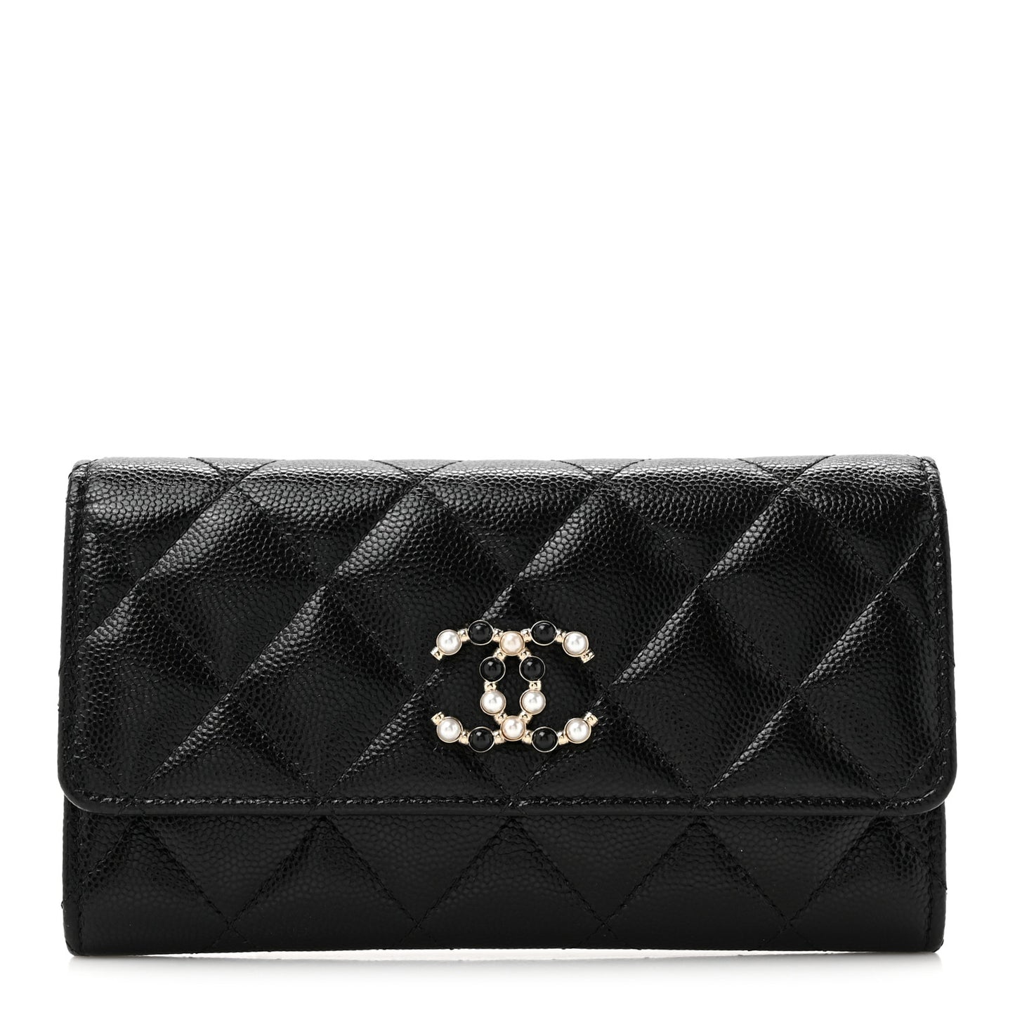Caviar Quilted Pearl Coco Candy Wallet Black