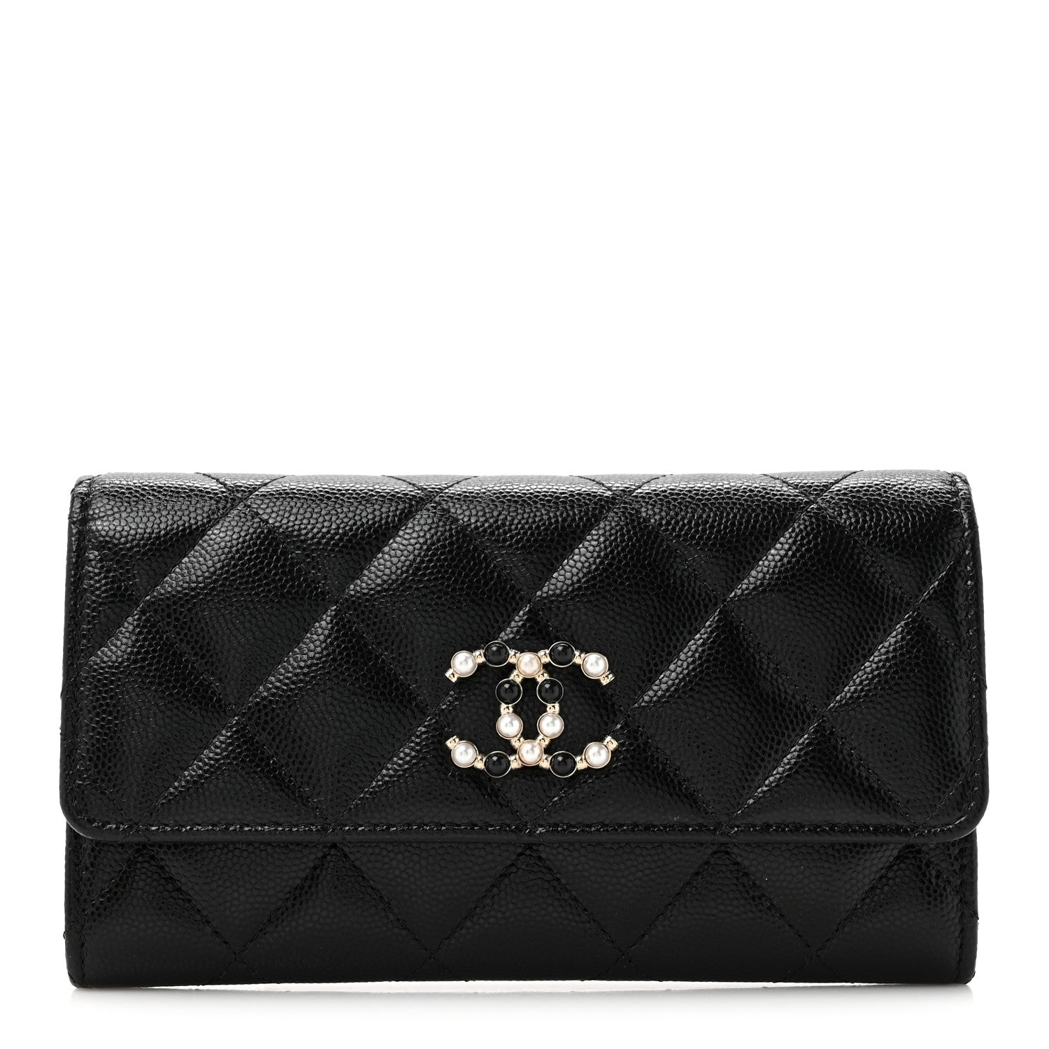 Chanel Caviar Quilted Pearl Coco Candy Wallet Black 1 of 11