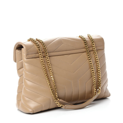 Saint Laurent Calfskin Y Quilted Monogram Medium Loulou Chain Satchel Nude Powder 3 of 16