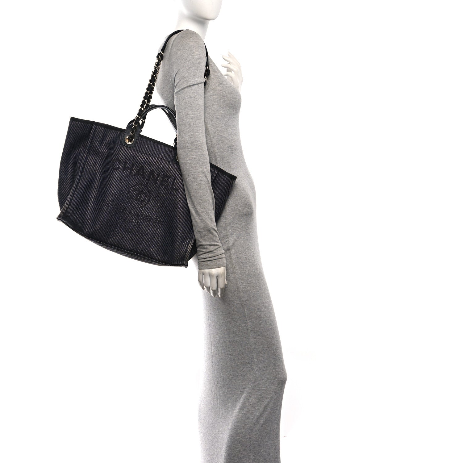 Chanel Mixed Fibers Calfskin Medium Deauville Tote Black 2 of 11