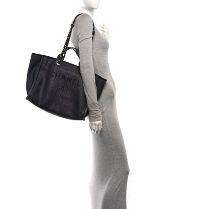 Chanel Mixed Fibers Calfskin Medium Deauville Tote Black 2 of 11