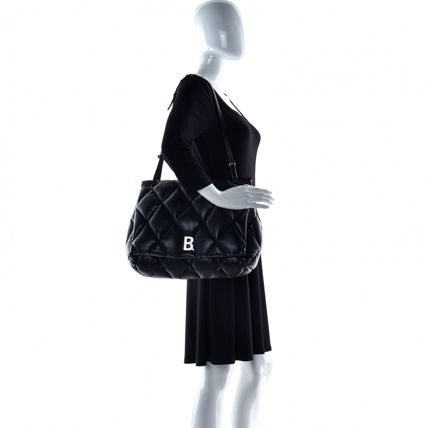 Balenciaga Nappa Calfskin Quilted Large Touch Shoulder Bag Black 2 of 18