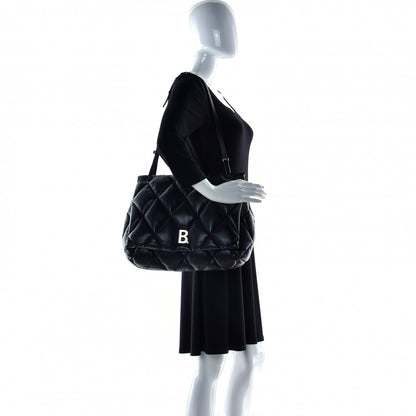 Balenciaga Nappa Calfskin Quilted Large Touch Shoulder Bag Black 2 of 18