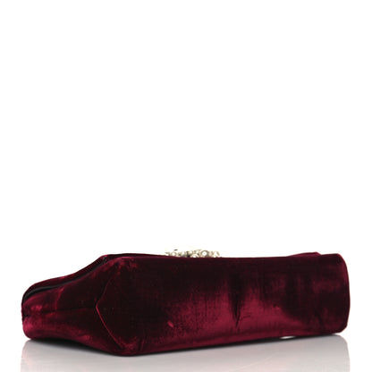 Jimmy Choo Velvet Crystal Pearl Shoulder Bag Burgundy 4 of 9