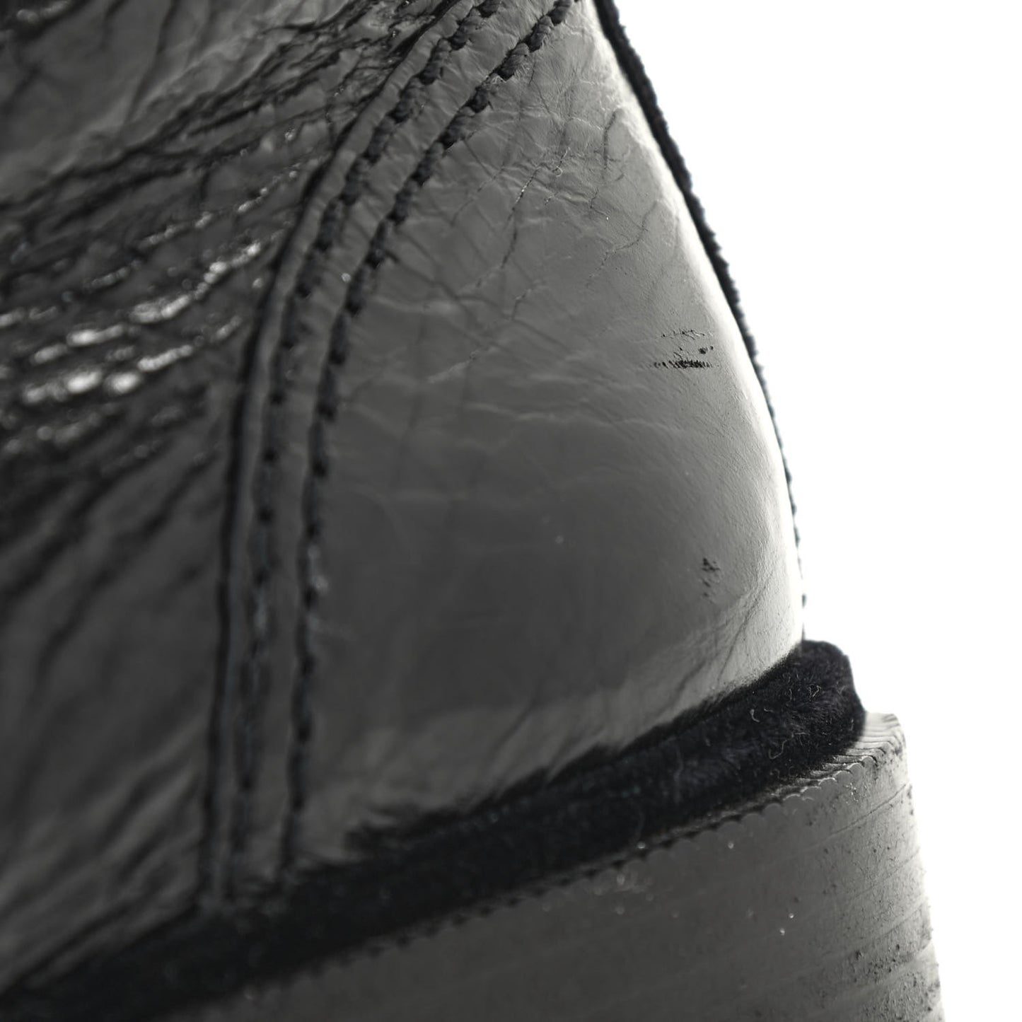 Calfskin Velvet Pearl Combat Short Boots 39.5 Black