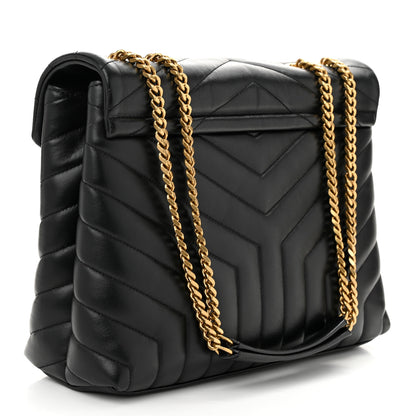 Saint Laurent Calfskin Y Quilted Monogram Medium Loulou Chain Satchel Black 3 of 10