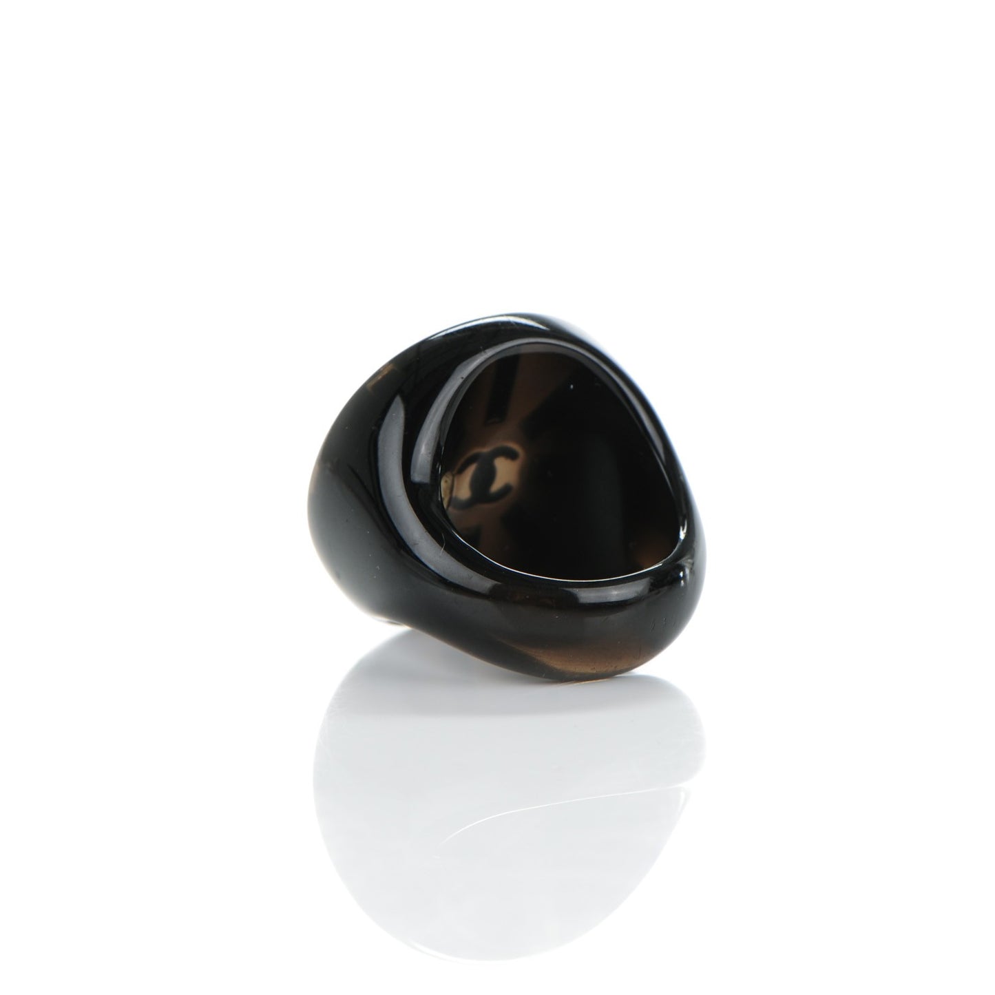 Resin Baguette Crystal CC Round Ring 7 Black