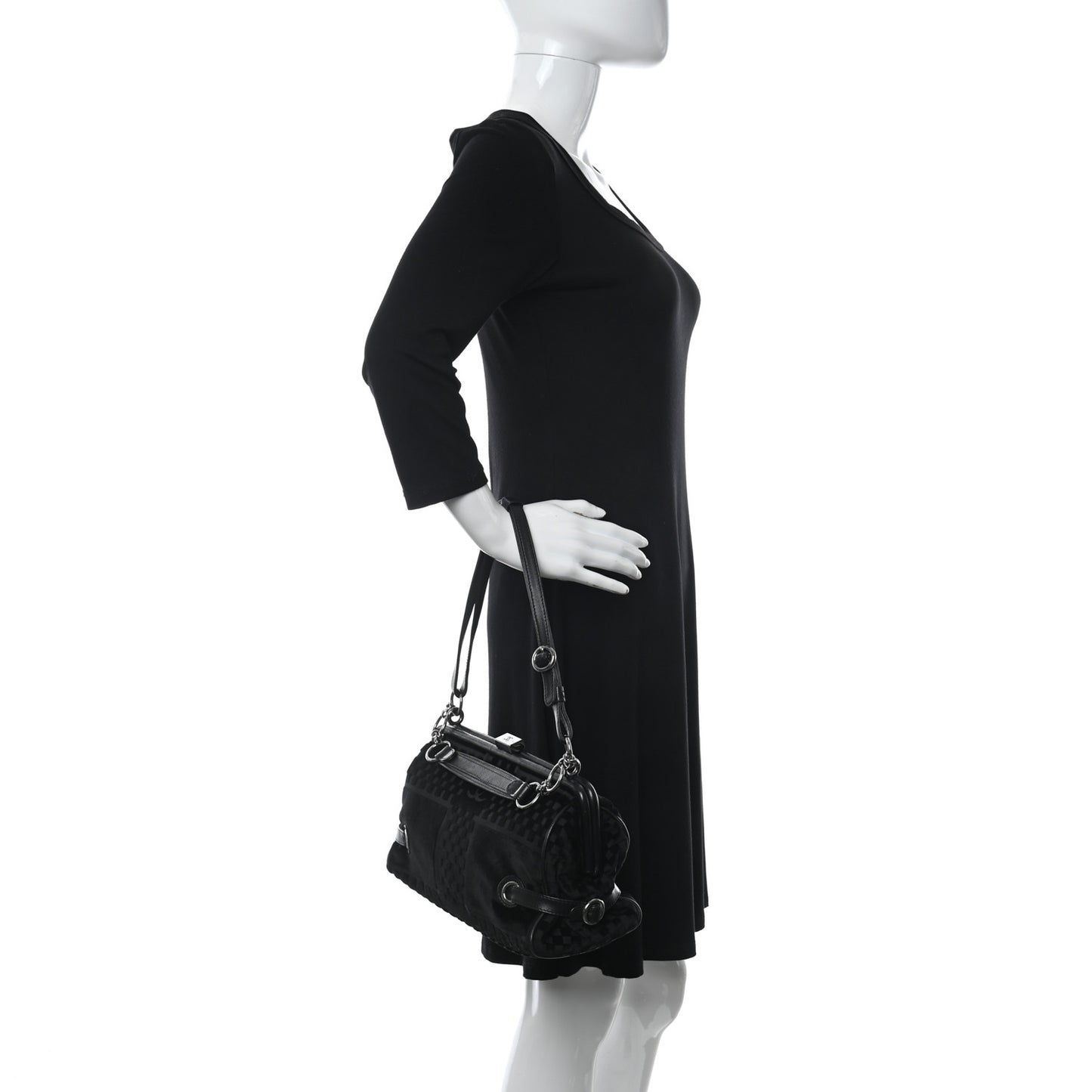 Velvet Checkered Kisslock Frame Bag Black