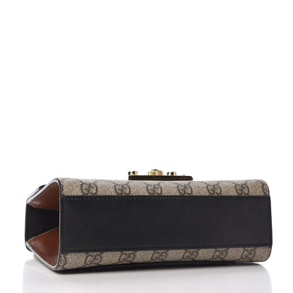 Gucci GG Supreme Monogram Calfskin Small Padlock Shoulder Bag Beige Black Cuir 4 of 10