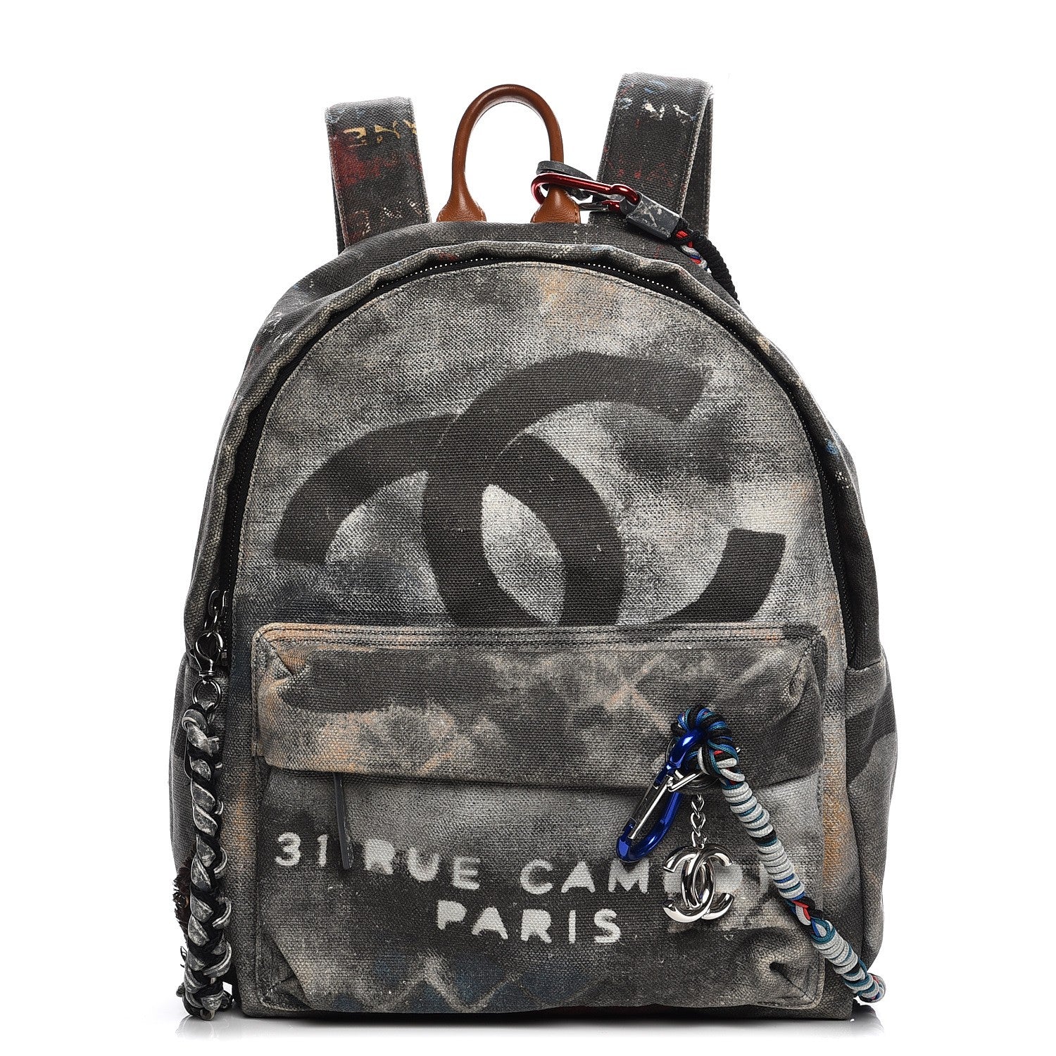 Chanel Graffiti Printed Canvas Medium Backpack Black 1 of 10