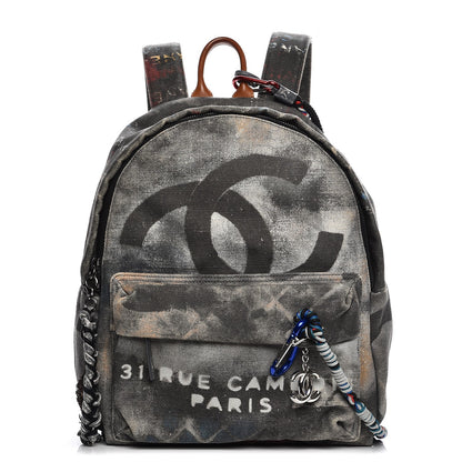 Chanel Graffiti Printed Canvas Medium Backpack Black 1 of 10