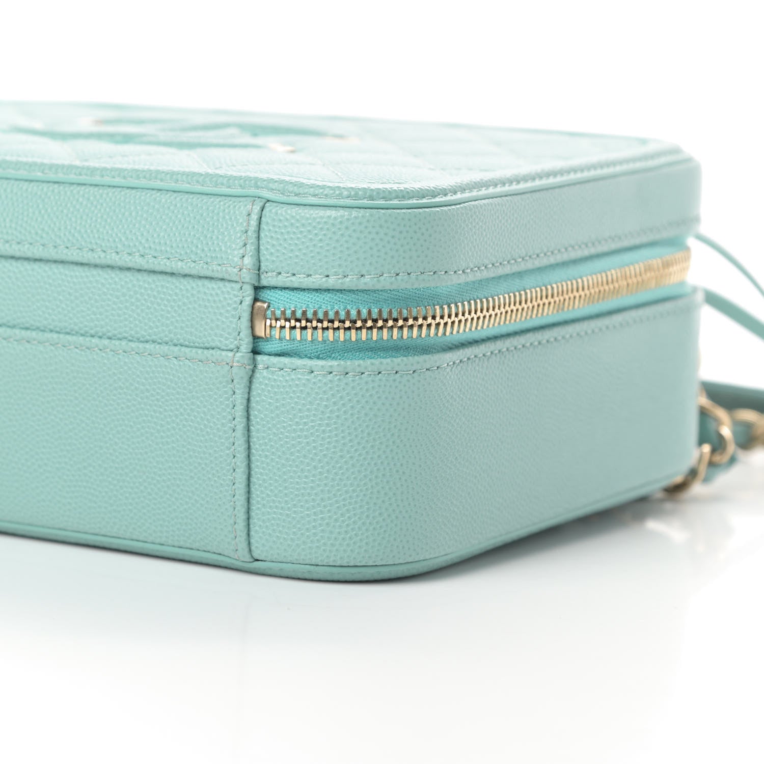 Chanel Caviar Quilted Medium CC Filigree Vanity Case Light Blue 10 of 10
