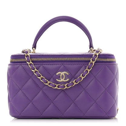 Chanel Lambskin Quilted Small Top Handle Vanity Case With Chain Purple 1 of 11