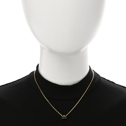 Hermes Lacquered Gold Mini Pop H Pendant Necklace Black 2 of 7