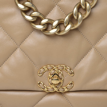 Chanel Lambskin Quilted Maxi 19 Flap Dark Beige 9 of 9