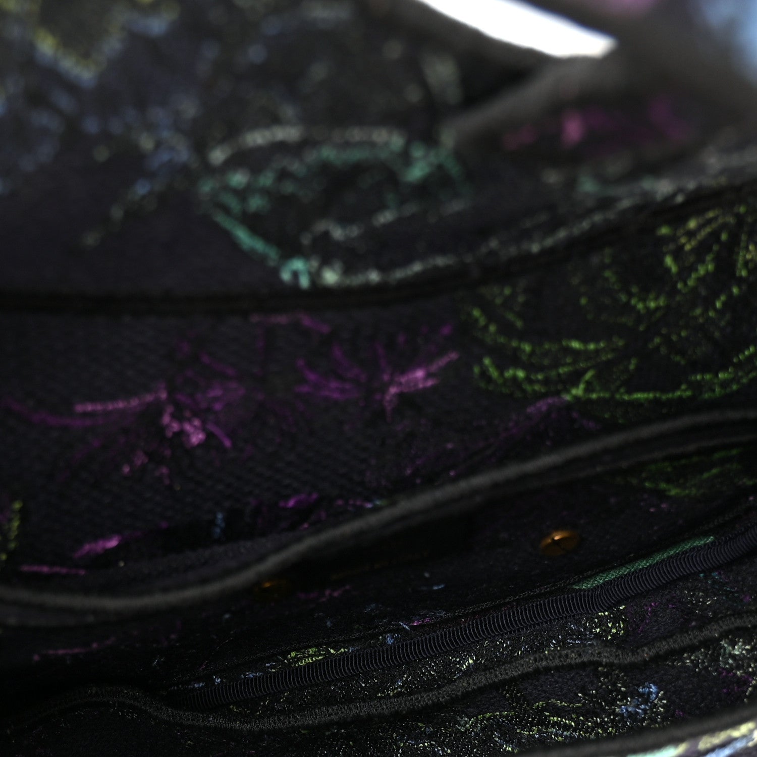 Christian Dior Canvas Embroidered Petites Fleurs Saddle Bag Black Multicolor 5 of 12