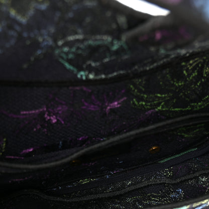 Christian Dior Canvas Embroidered Petites Fleurs Saddle Bag Black Multicolor 5 of 12