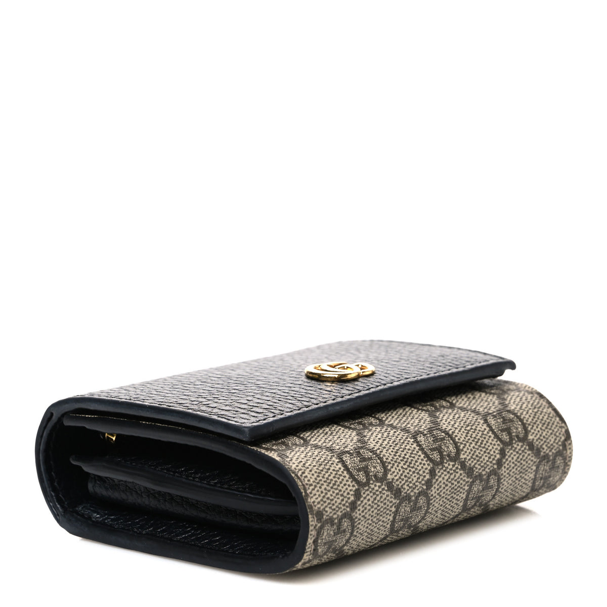 Gucci Dollar Calfskin GG Supreme Monogram Medium GG Marmont Wallet Black Beige Ebony 4 of 8