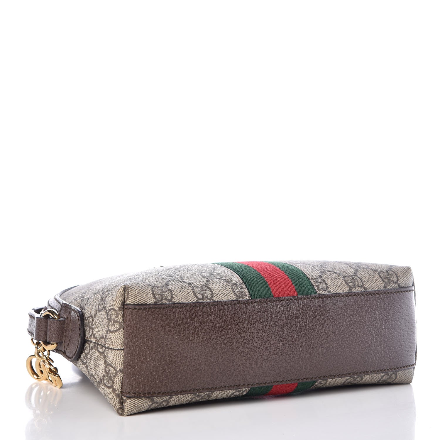 Gucci GG Supreme Monogram Textured Dollar Calfskin Web Small Ophidia Dome Shoulder Bag Beige Ebony New Acero 4 of 7