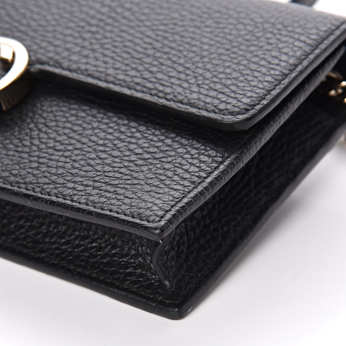 Dollar Calfskin Interlocking G Chain Wallet Black