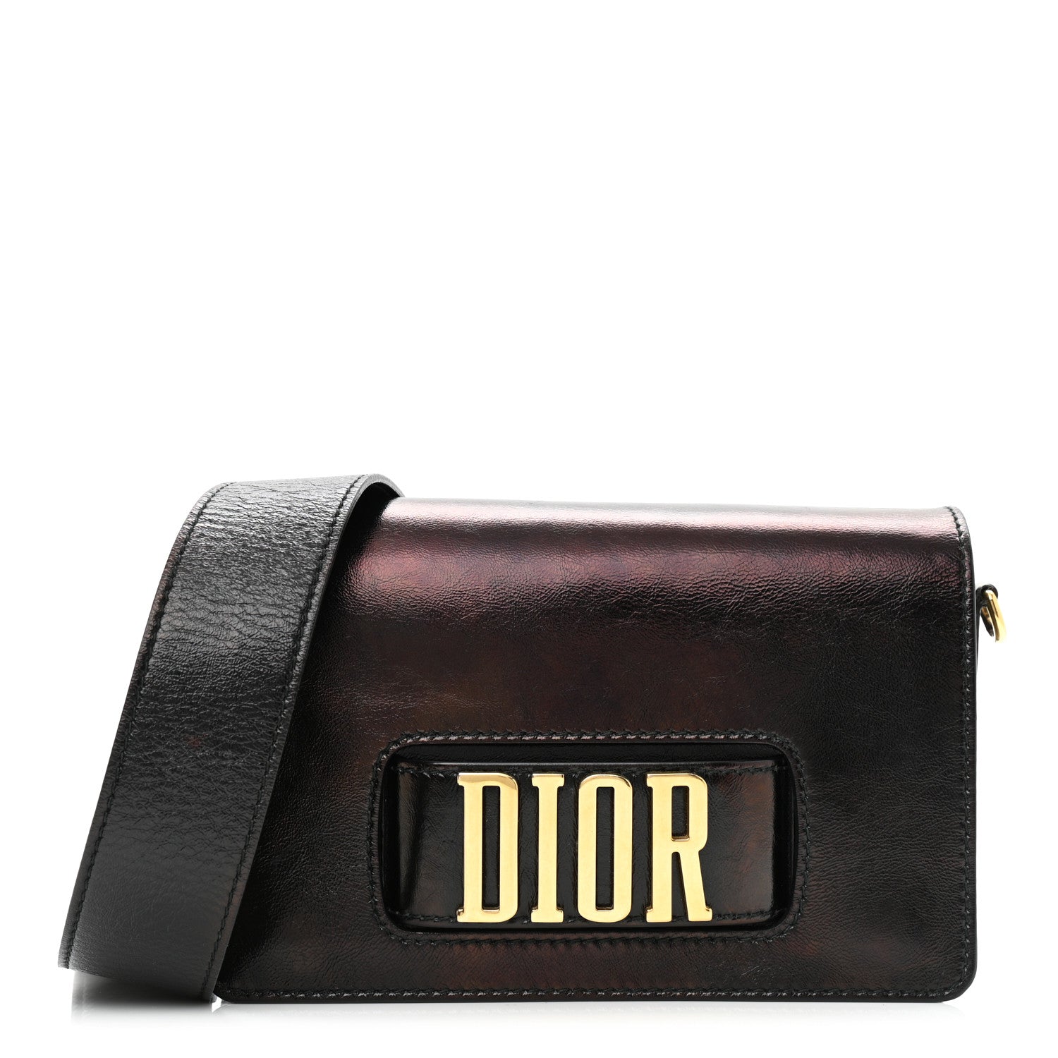 Christian Dior Crinkled Patent Lambskin Dio(r)evolution Flap Bag Black 1 of 14