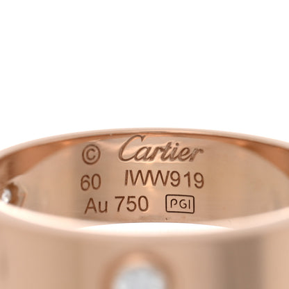 Cartier 18K Pink Gold 3 Diamond 5.5mm LOVE Ring 60 9 4 of 4