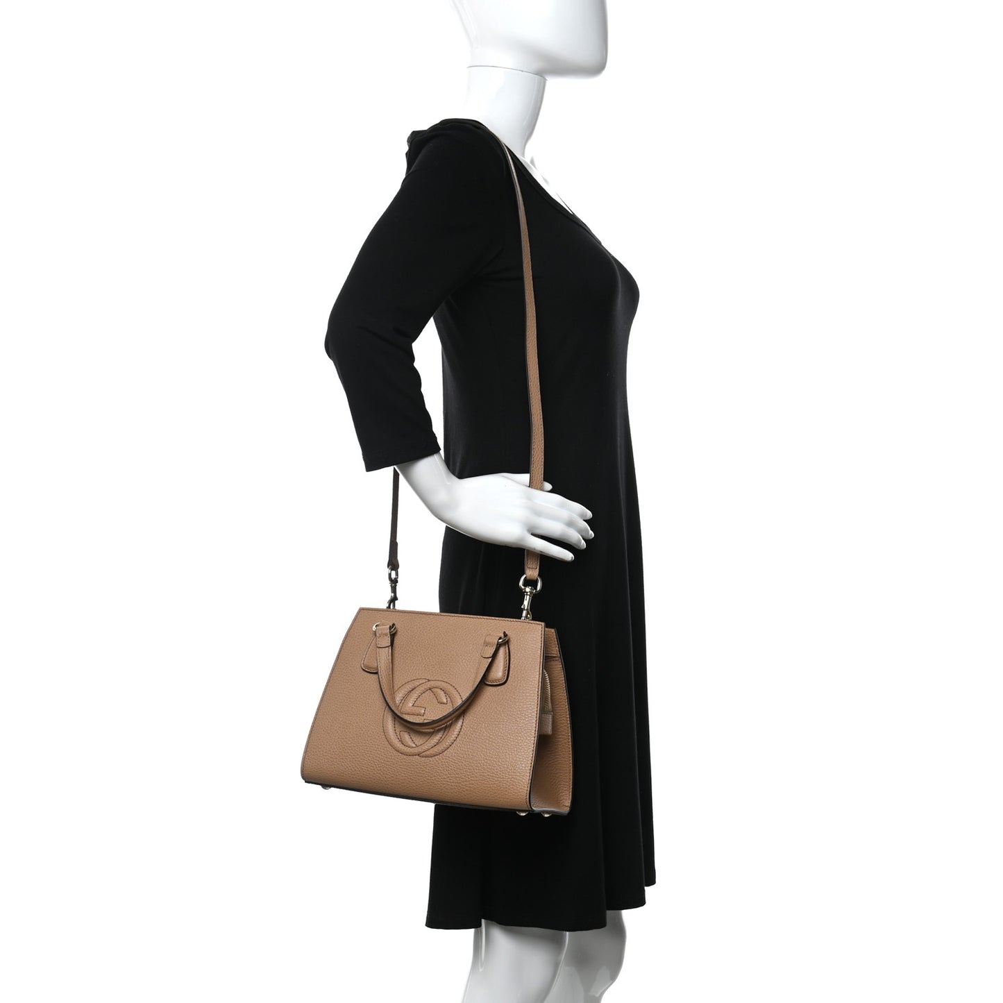 Dollar Calfskin Medium Soho Top Handle Satchel Camelia