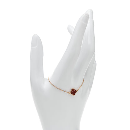 Van Cleef & Arpels 18K Rose Gold Carnelian Sweet Alhambra Bracelet 2 of 6