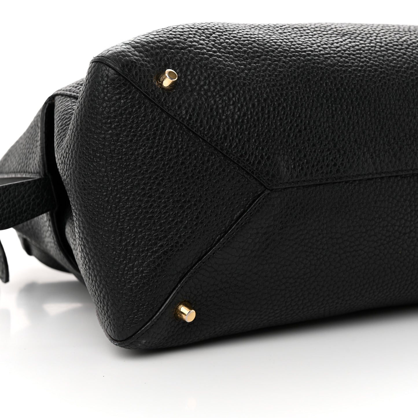 London Grainy Calfskin Medium Greenwood Bowling Bag Black