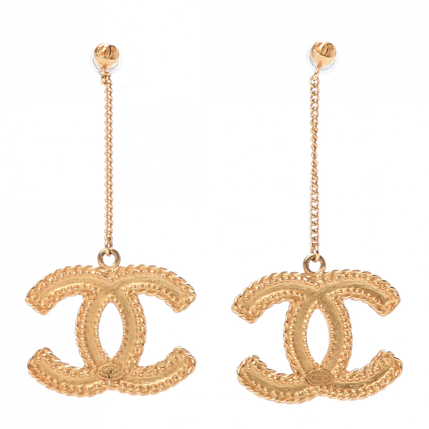 CC Drop Earrings Matte Gold