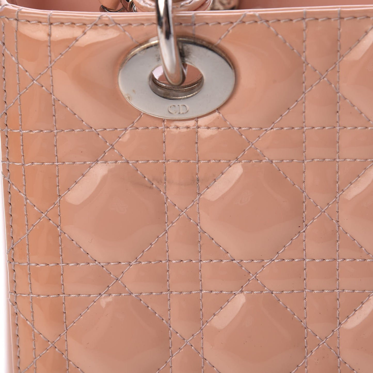 Patent Cannage Medium Lady Dior Beige