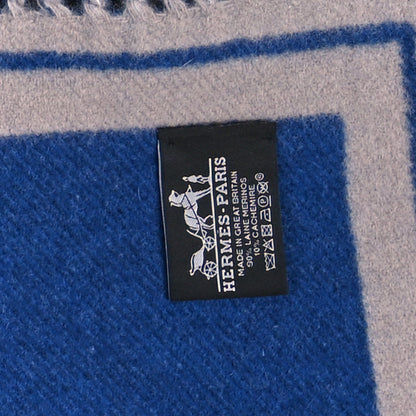 Hermes Merinos Wool Cashmere Cheval Cabriolet Blanket Indigo 5 of 7