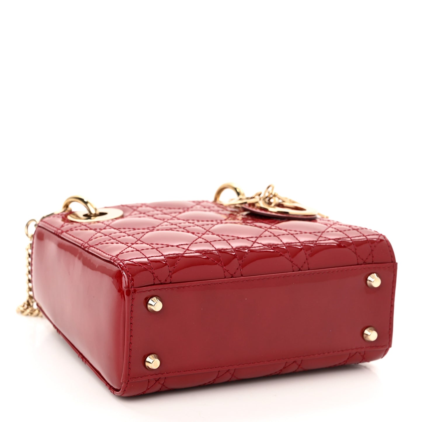 Patent Cannage Mini Lady Dior Red