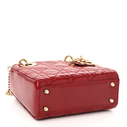 Christian Dior Patent Cannage Mini Lady Dior Red 4 of 10