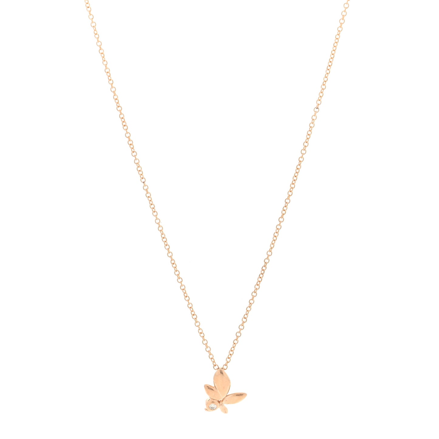 18K Rose Gold Diamond Paloma Picasso Olive Leaf Pendant Necklace