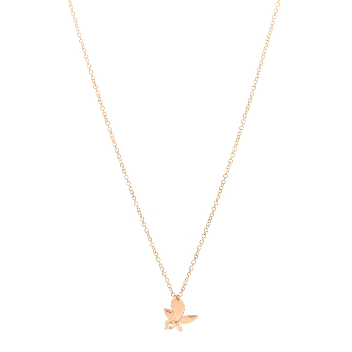 Tiffany 18K Rose Gold Diamond Paloma Picasso Olive Leaf Pendant Necklace 1 of 5