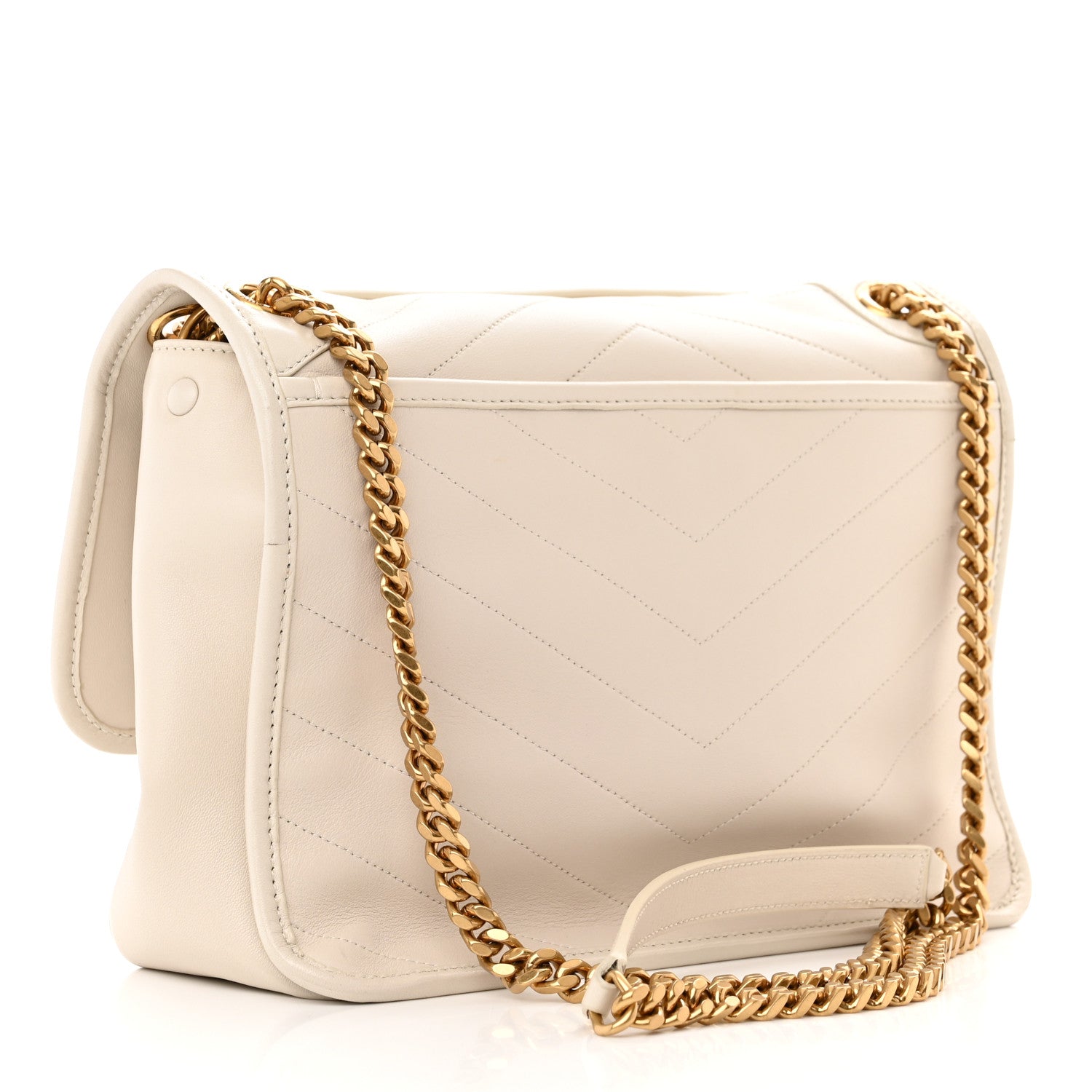 Saint Laurent Lambskin Matelasse Monogram Medium Niki Chain Satchel Ivory 3 of 9