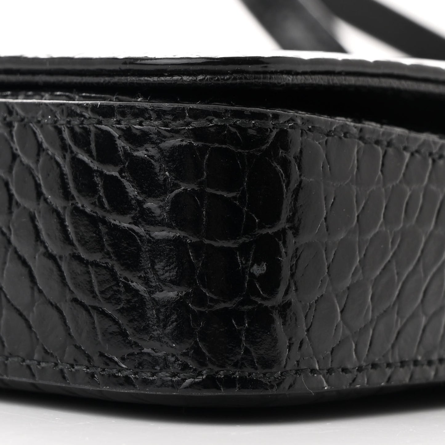 Calfskin Crocodile Embossed Palace Wallet On Chain Black