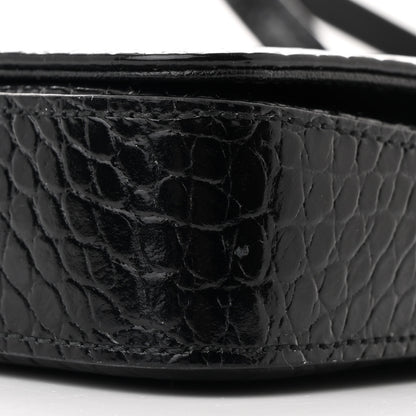 Jimmy Choo Calfskin Crocodile Embossed Palace Wallet On Chain Black 10 of 11