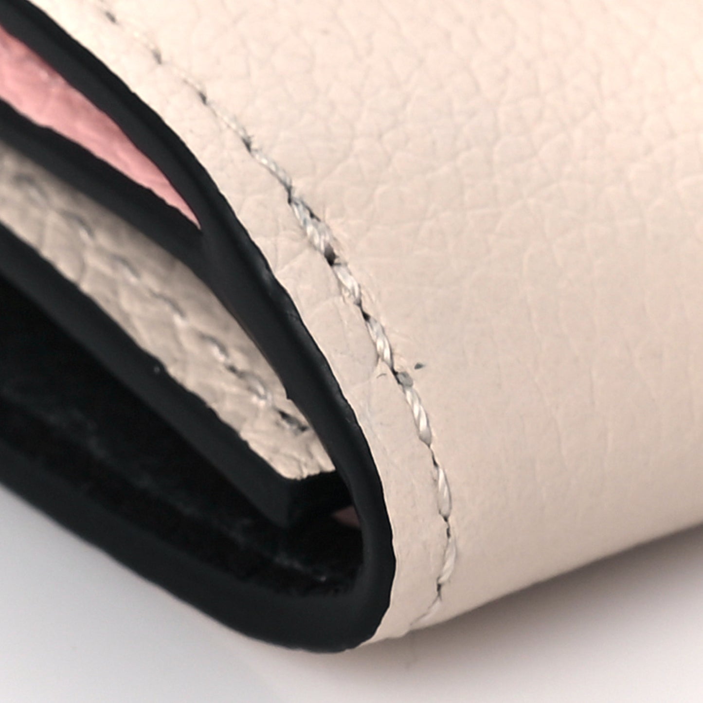 Calfskin Lockmini Wallet Black Cream Pink