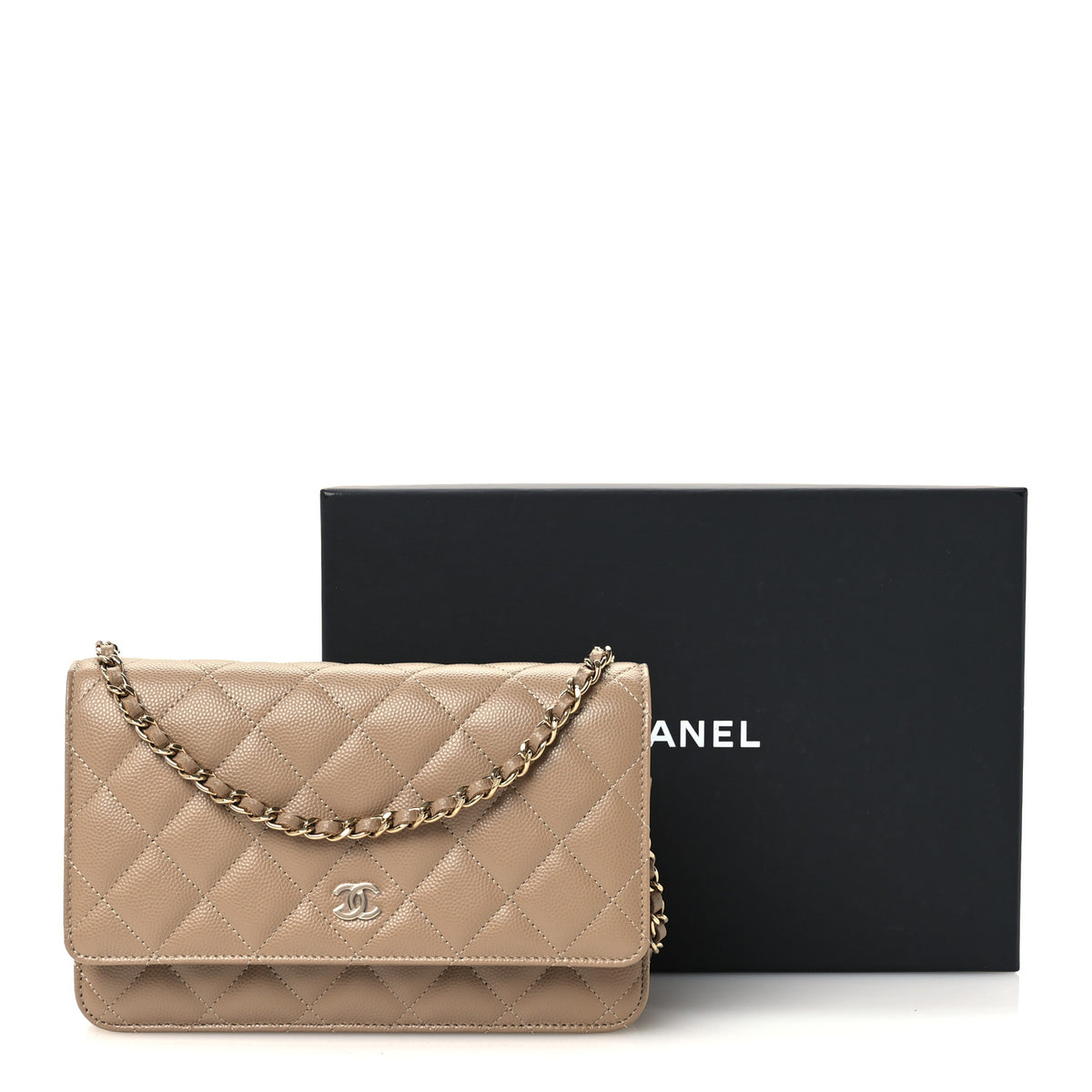 Chanel Caviar Quilted Wallet on Chain WOC Dark Beige 12 of 12