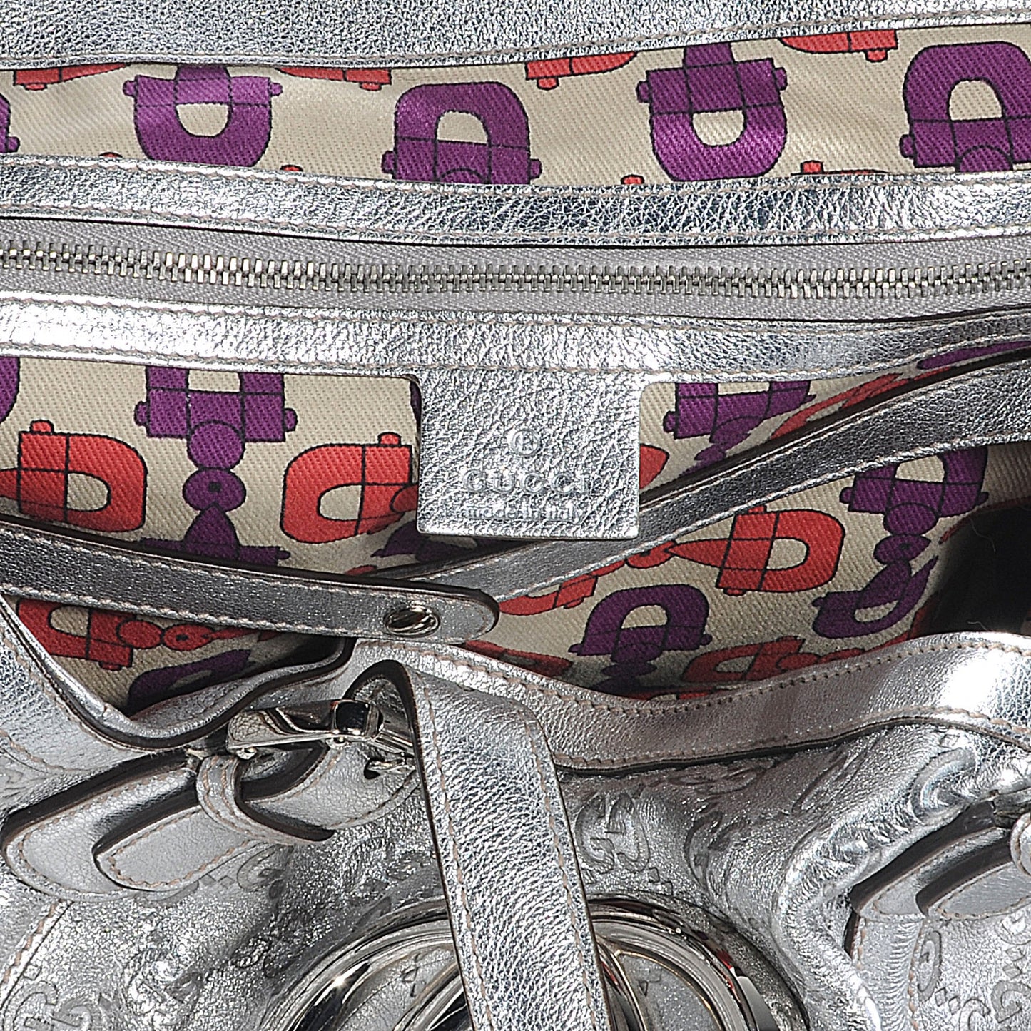 Guccissima Britt Medium Tote Silver