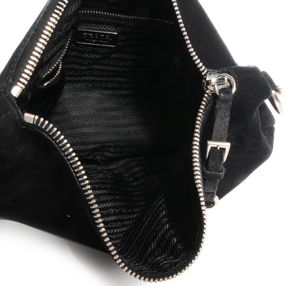 Prada Suede Shoulder Bag Nero Black 11 of 12